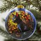 Witch and Black Cat Stained Glass Handblown Ornament, Spooky Halloween Decor